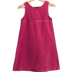 Vintage LL BEAN Girls Size 10 Cotton Fuchsia Pink Sleeveless Jumper Dress Preppy